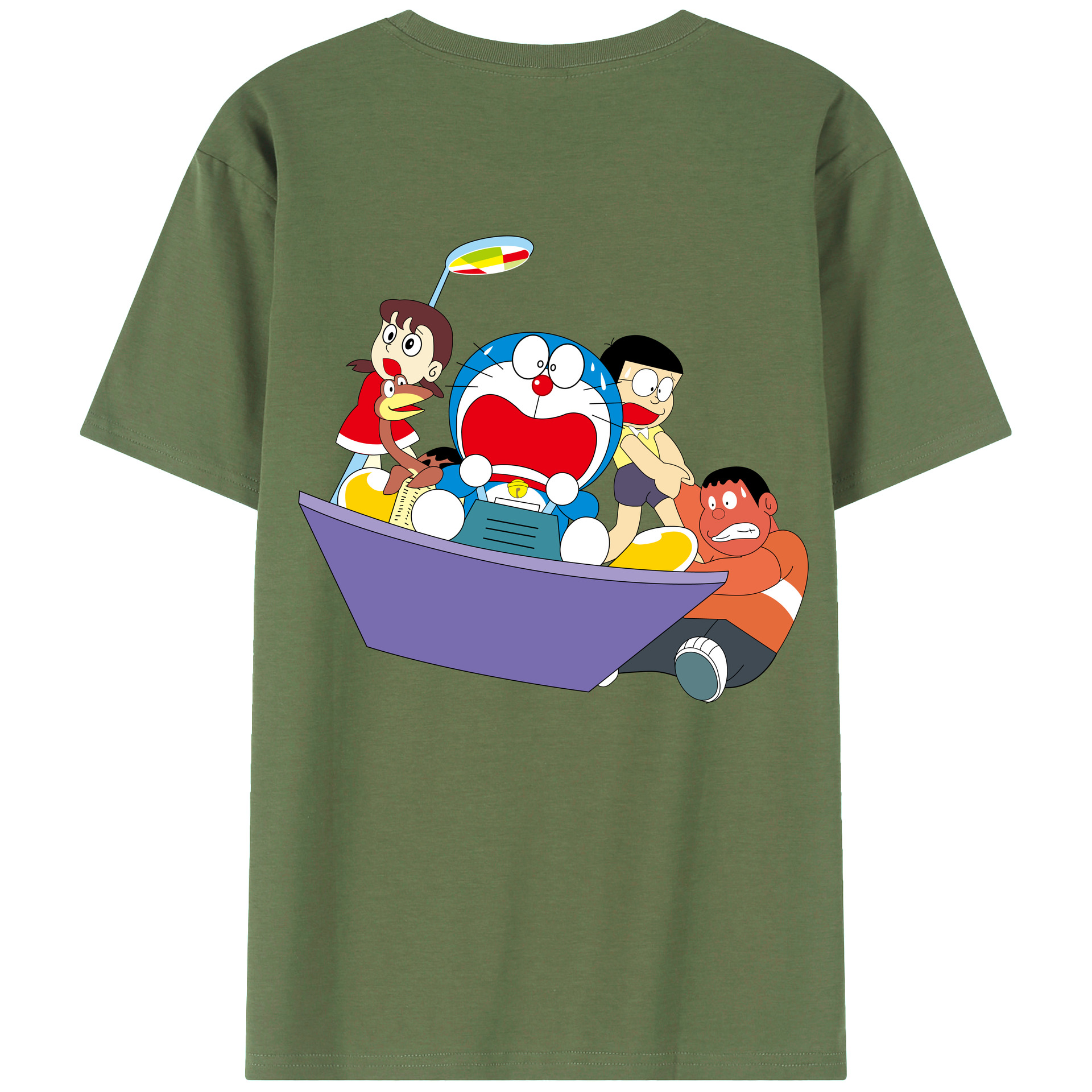 （画像用） ドラえもん Doraemon 綿100％ メンズ半袖Tシャツ（バックプリント） 通気性